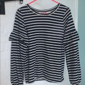 Navy and White Striped Longsleeve Shirt